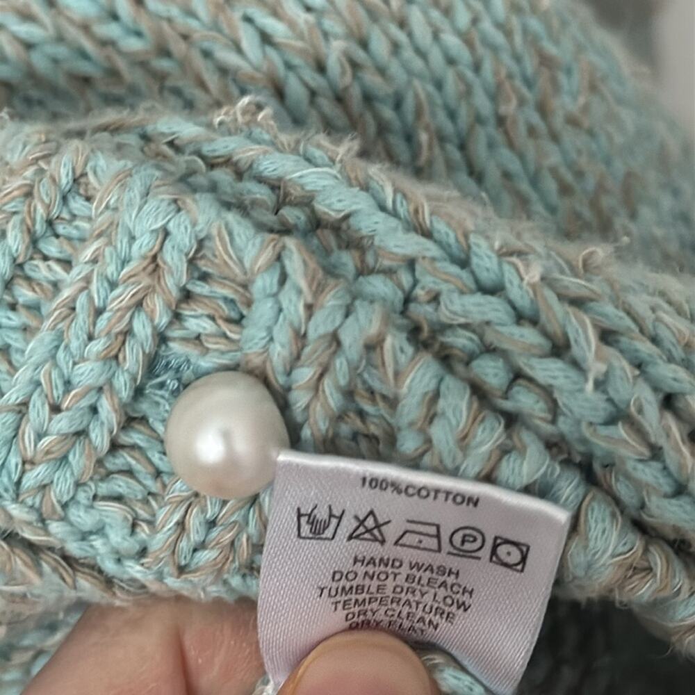 Dannijo L Cropped Cardigan With Pearl Buttons in Blue & Grey Heather - Picture 9 of 11